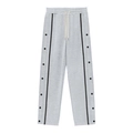 Pantalon de jogging gris avec cordon et bandes noires à boutons-pression en métal - S / Bas / Gris clair