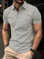 Polo da uomo slim fit grigio chiaro con colletto classico e taschino sul petto - M / Grigio