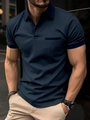 Polo blu navy a maniche corte vestibilità slim da uomo con colletto e taschino - L / Blu navy