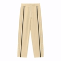 Détail du pantalon beige décontracté avec taille à cordon et boutons-pression latéraux - S / Bas / Kaki