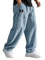 Close-up of blue textured jacquard fabric pattern on men's wide-leg lounge pants - S / Light Blue