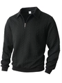 Dettaglio della polo in maglia nera con colletto a zip e trama testurizzata 3D - Taglia S / Top / Nero