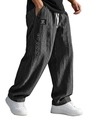 Detail of grey jacquard knit trousers showing vertical texture and white drawstring waist - S / Black