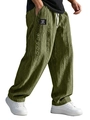 Macro view of green textured knit pants featuring a white drawstring and classic label - S / Army Green