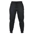 Men's dark charcoal grey joggers featuring drawstring waist and ribbed ankle cuffs - S / Dark Gray