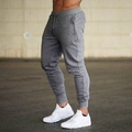 Detail view of slim fit grey joggers with drawstring waist and invisible zipper pockets - Dark Gray