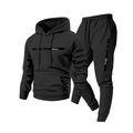 Tuta da uomo nera streetwear con felpa con cappuccio e pantaloni sportivi coordinati - Taglia S / Nero