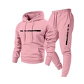 Tuta da uomo rosa stile street con scritta FACE THE FUTURE e fodera in pile calda - Taglia S / Rosa
