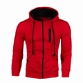 Giacca sportiva con cappuccio da uomo rossa e nera con dettagli di zip e tasche - Rosso (Con Nero)