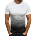Camiseta entallada de hombre con degradado 3D en blanco y negro y cuello redondo casual - S / Degradado Blanco y Negro