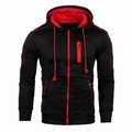 Sudadera deportiva de hombre negra con cremalleras rojas y costuras de contraste - M / Negro (Con Rojo)