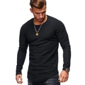 T-shirt uomo nera a maniche lunghe con dettagli plissettati e fondo arrotondato - S / Nero