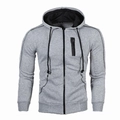 Sudadera deportiva con capucha para hombre en gris claro con cremallera negra y cordón - M / Gris Claro (Con Negro)
