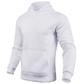 Détail d'un sweat à capuche blanc avec poche kangourou et poignets côtelés en coupe ample - M / Blanc