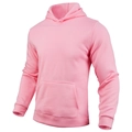 Détail du sweat à capuche rose avec poche kangourou et finitions en bords-côtes - M / Rose