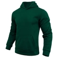 Détail d'un sweat à capuche vert foncé en polaire avec poche kangourou et bords-côtes - M / Vert Foncé