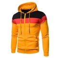 Herren Kapuzenpullover mit Reißverschluss und Patchwork-Design in Schwarz, Rot, Gelb - S / Oberteile / Gelb