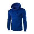 Classic royal blue men's fleece hoodie with drawstring hood and front kangaroo pocket - M / Blue