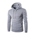 Détail du sweat à capuche gris chiné avec poche kangourou et poignets côtelés en polaire - M / Gris clair