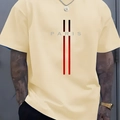 Men's loose fit cream t-shirt featuring Paris graphic print and a round neckline - Beige