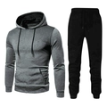 Survêtement de sport pour homme avec sweat à capuche dégradé gris et pantalon de jogging - Gris foncé