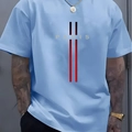 Light blue oversized cotton T-shirt featuring a Paris graphic print for men streetwear - Light Blue