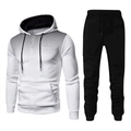 Tuta casual da uomo con felpa con cappuccio bianca a pois e pantaloni sportivi neri coordinati - Taglia M / Sopra e Sotto / Bianco