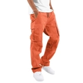 Pantalon cargo homme orange vif avec multi-poches et cordons de serrage - M / Rouge Orangé