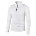 Men's slim fit long sleeve half-zip sweatshirt in solid white with stand collar design - S / White