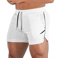 Pantalones cortos de fitness blancos para hombre con cordón negro y aberturas laterales - S / Blanco
