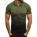 Men's polo shirt with army green to black 3D gradient and breathable pique fabric - S / Army Green Black Gradient