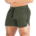 Pantalones cortos fitness de secado rápido verde oliva para hombre con cordón y abertura - S / Verde