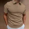 Polo da uomo kaki a righe verticali con scollo a V senza bottoni dalla vestibilità slim - Taglia S / Kaki