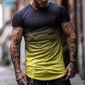 Herren Slim Fit Sport T-Shirt mit Farbverlauf von Anthrazitgrau zu Olivgrün - M / Verlauf Schwarz Grün