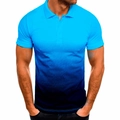 Close-up of men's polo shirt featuring a classic collar and blue gradient color transition - S / Blue Navy Gradient