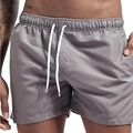 Men's grey quick-dry beach shorts with elastic waist, contrast drawstrings and side pockets - M / Gray