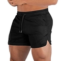 Pantalones cortos de fitness negros para hombre con cordón y abertura lateral deportiva - S / Negro