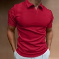 Dettaglio polo rossa a righe verticali con scollo a V e design a vestibilità slim - Taglia S / Borgogna