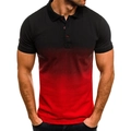 Polo pour hommes coupe ajustée avec dégradé 3D noir et rouge et col à trois boutons - S / Dégradé Noir Rouge