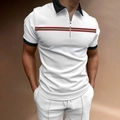 Herren Slim Fit Poloshirt in Weiß mit schwarzem Kragen und gestreiftem Brustdesign - S / Nur Polo-Hemd / Weiß