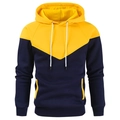 Herren Hoodie mit modischem gelbem und dunkelblauem Farbblock-Design und Tunnelzug - M / Gelb Und Navyblau Spleißen