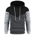 Herren Hoodie mit dreifarbigem Kontrast-Patchwork-Design und Kordelzugkapuze - M / Schwarz Dunkel- Und Hellgrau Spleißen