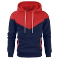 Felpa con cappuccio invernale da uomo in pile con design patchwork rosso e blu - M / Patchwork Rosso Blu