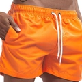 Quick-dry men's orange swim trunks with elastic drawstring waist and side pockets - M / Orange