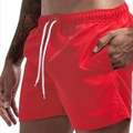 Quick-dry men's red swimming trunks with drawstring waist and inner lining for beach - M / Red
