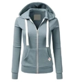 Effen blauwgrijze hoodie met zijrits en witte trekkoorden in comfortabel katoen - S / Lichtblauw