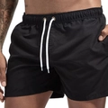 Men's quick-dry black swim shorts with elastic drawstring waist for beach and swimming - M / Black