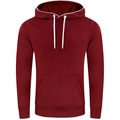 Classic burgundy hooded sweatshirt for men with white drawstrings and kangaroo pocket - M / Burgundy