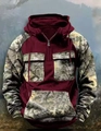 Detail eines weinroten Camouflage-Hoodies mit taktischen Taschen und halbem Reißverschluss - S / Burgunderrot
