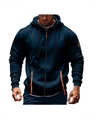 Herren-Kapuzenpullover in Dunkelblau mit Reißverschluss und orangefarbenen Akzenten - M / Marineblau